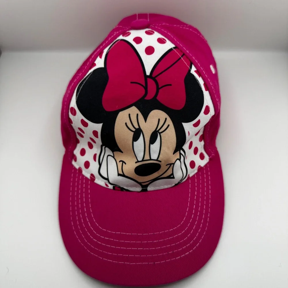 Disney Minnie Mouse Baseball Cap Kids OSFM Pink Polka Dot Good Adjustable Hat